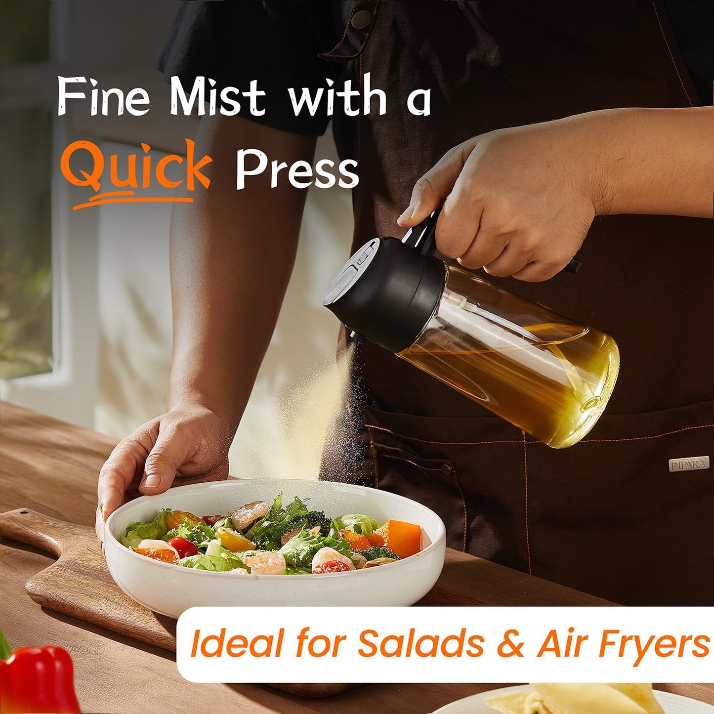 Oil Sprayer, 2-in-1 Dispenser for Air Fryer, Salad & BBQ