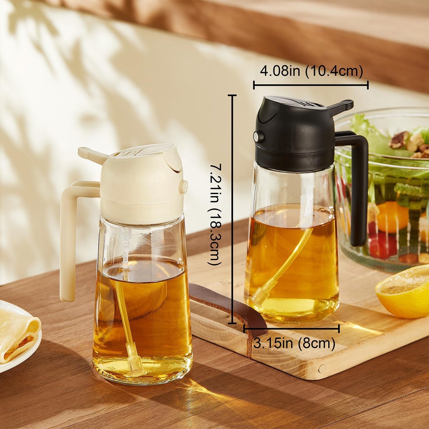 Oil Sprayer, 2-in-1 Dispenser for Air Fryer, Salad & BBQ