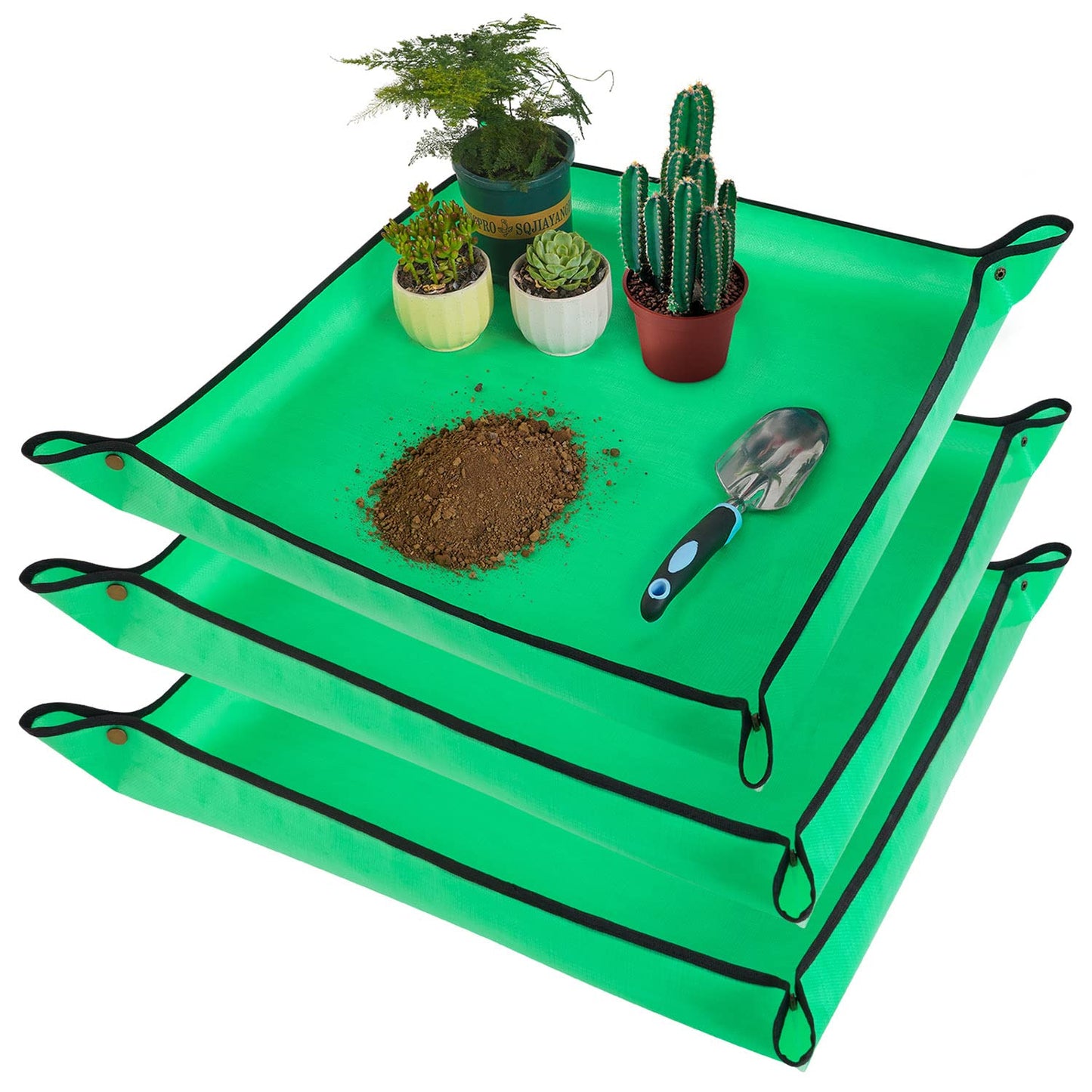 Repotting Mat for Indoor Plant Transplanting and Mess Control 27"x 27" Thickened Waterproof Potting Tray Foldable Succulent Potting Mat Portable Gardening Mat Garden Gifts for Women & Men