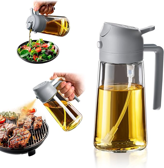 Oil Sprayer, 2-in-1 Dispenser for Air Fryer, Salad & BBQ