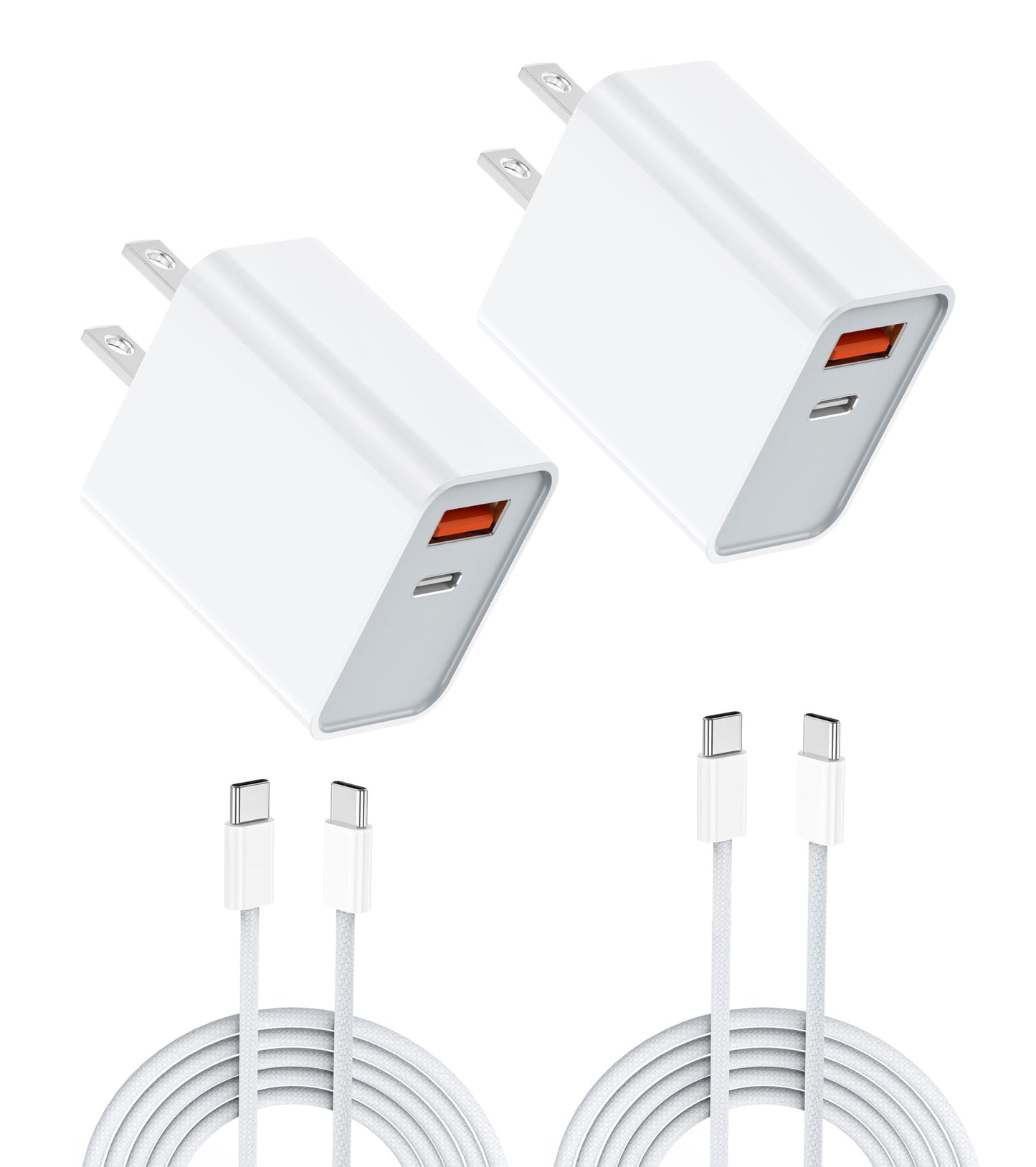 LCGENS USB C Wall Charger Block 20W, 2-Pack Dual Port PD Power Delivery Fast Type C Charging Block Plug Compatible with iPhone 11/12/13/14/15/16/Pro Max, XS/XR/X, Ipad Pro, Samsung Galaxy