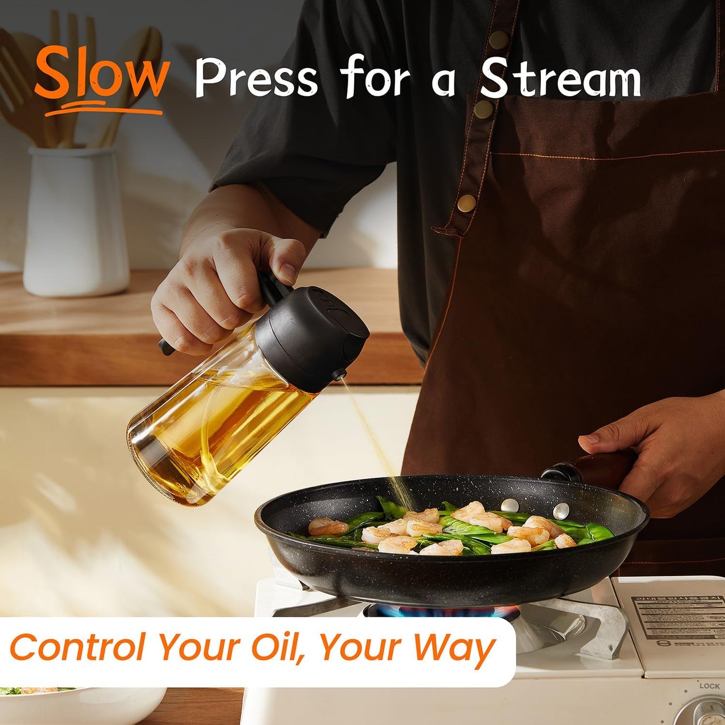 Oil Sprayer, 2-in-1 Dispenser for Air Fryer, Salad & BBQ