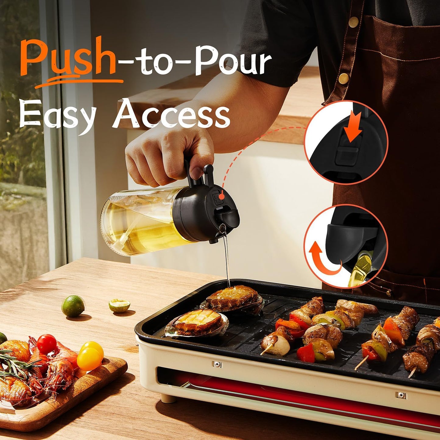 Oil Sprayer, 2-in-1 Dispenser for Air Fryer, Salad & BBQ