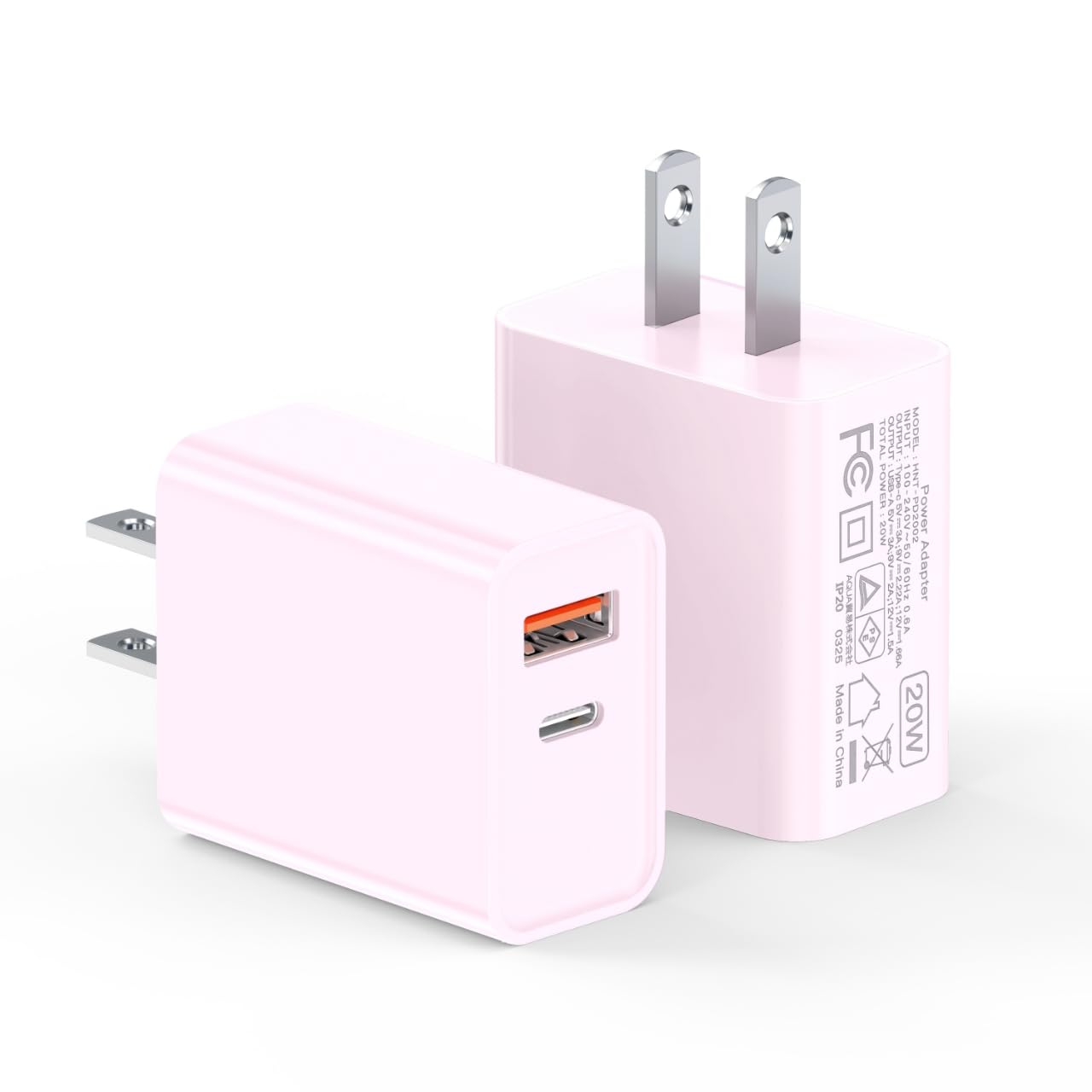 LCGENS USB C Wall Charger Block 20W, 2-Pack Dual Port PD Power Delivery Fast Type C Charging Block Plug Compatible with iPhone 11/12/13/14/15/16/Pro Max, XS/XR/X, Ipad Pro, Samsung Galaxy