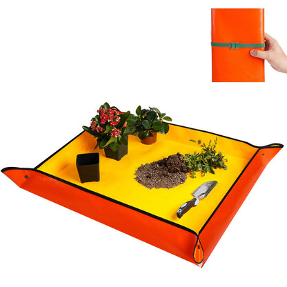 Repotting Mat for Indoor Plant Transplanting and Mess Control 27"x 27" Thickened Waterproof Potting Tray Foldable Succulent Potting Mat Portable Gardening Mat Garden Gifts for Women & Men