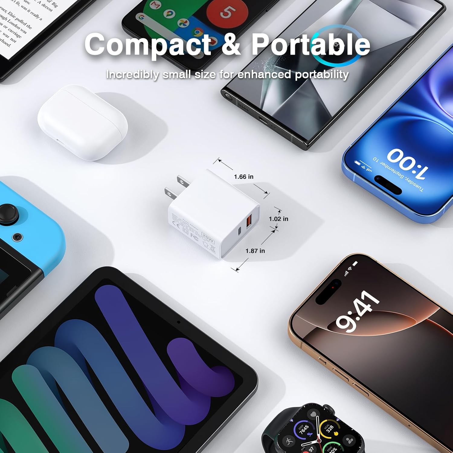 LCGENS USB C Wall Charger Block 20W, 2-Pack Dual Port PD Power Delivery Fast Type C Charging Block Plug Compatible with iPhone 11/12/13/14/15/16/Pro Max, XS/XR/X, Ipad Pro, Samsung Galaxy