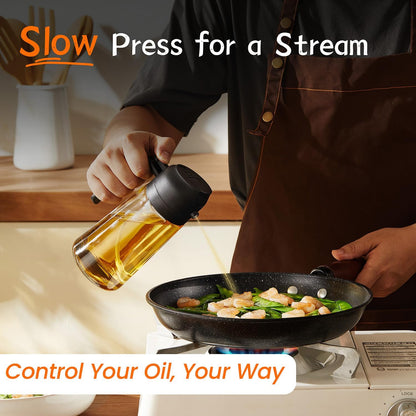 Oil Sprayer, 2-in-1 Dispenser for Air Fryer, Salad & BBQ